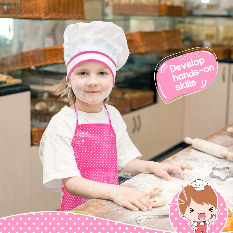 Toyze Popular Gifts for 2-8 Year Old Girls Boys, Chef Costume Set for Kids Apron for Girls Kids Chef Hat and Apron Toddler Cooking Toys Birthday Xmas Gifts for kids Stocking Stuffer for Toddlers Pink - Image 2